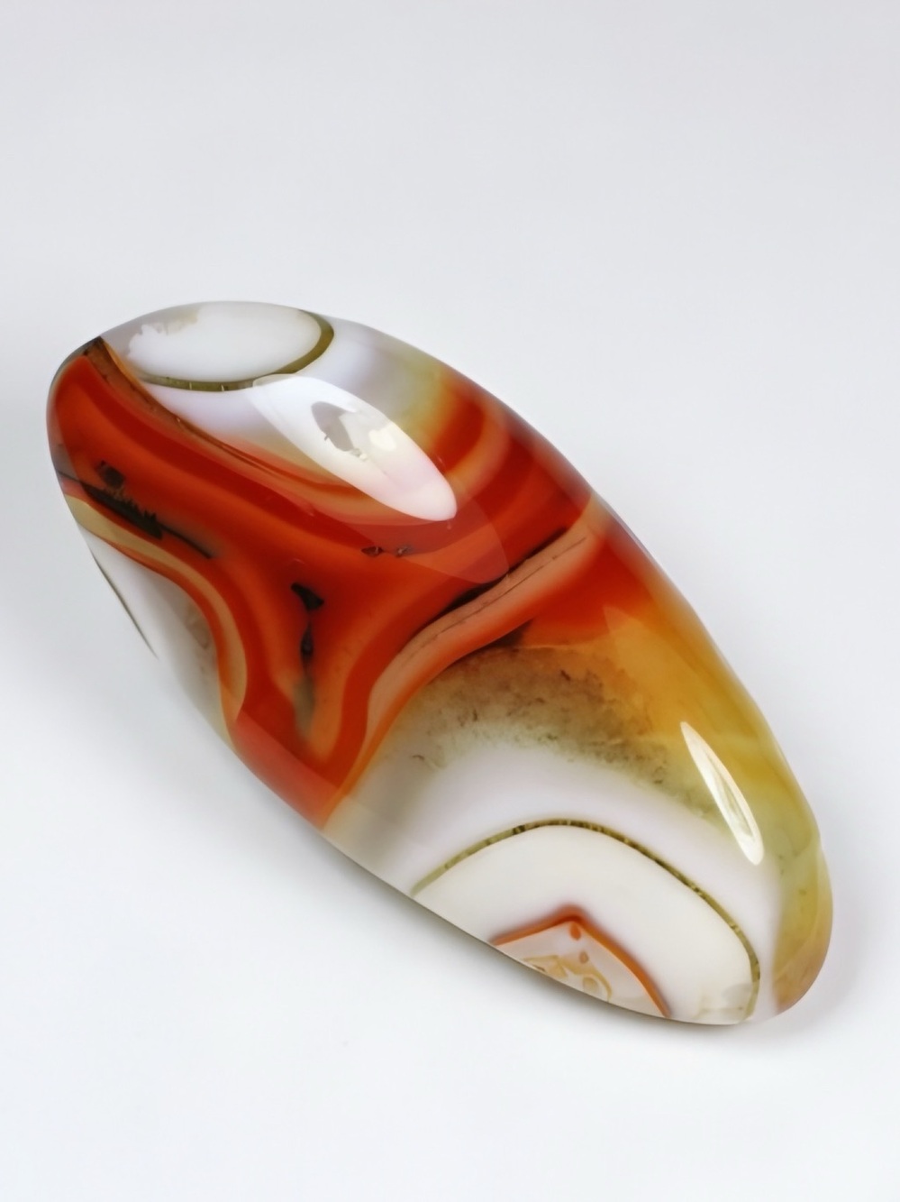 Hand Crafted Agate Accent in Orange, White, and Greenish Tan - Picture 3 of 5